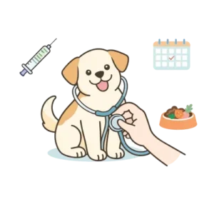 Puppy check up with playful vibes